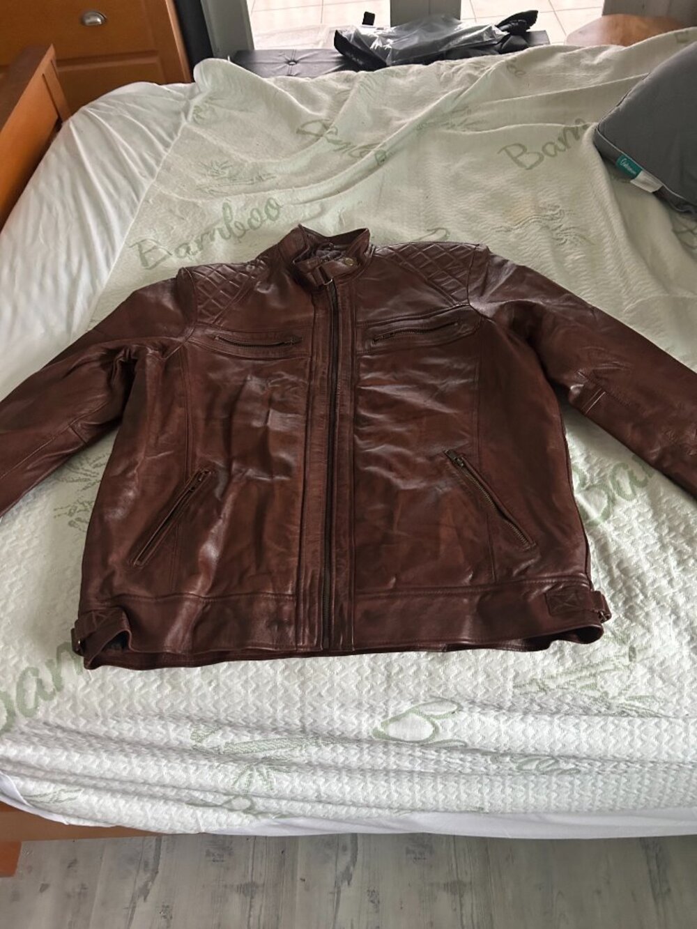 Cafe Racer Style Men’s Motorcycle Biker Leather Jacket Genuine Sheepskin Leather